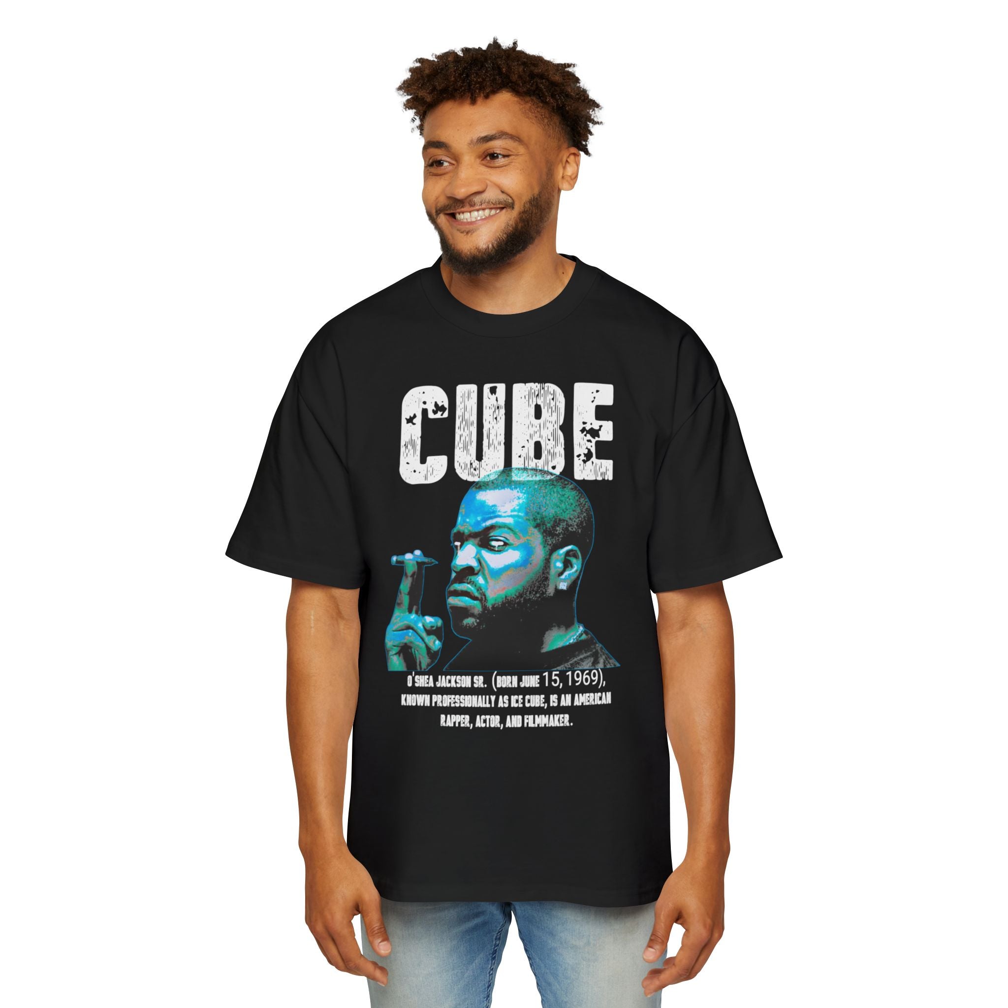 Cube Tribute Tee — Retro Portrait Hip Hop T‑Shirt